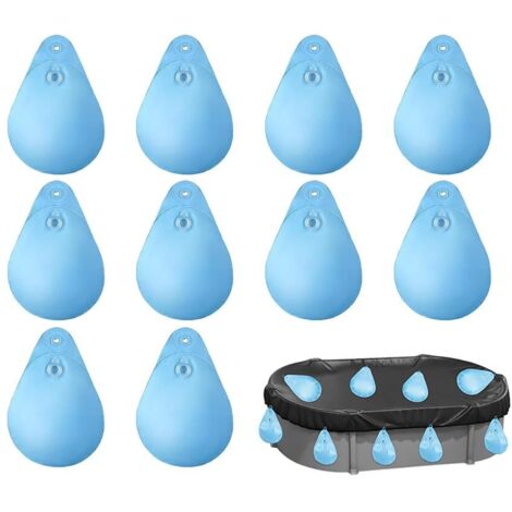 Lot de 10 poids de couverture de piscine - Sacs à eau de piscine - Poids d'eau avec crochets - Sac suspendu épais en PVC pour couverture de piscine - Sac à eau de piscine d'hiver - Pour (1/5)
