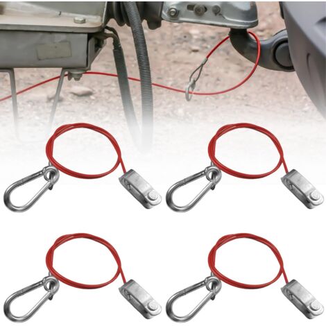Lot de 4 câbles de traction avec tête de fourche, 1 m de câble de remorque, câble de traction de voiture, pour remorque, câble de frein, remorque, accessoires pour tous les types de remorques freinées (1/5)