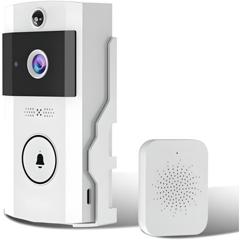 Sonnette sans Fil avec Camera, Caméra de Sonnette WiFi sans Fil 2,4 G avec Audio Bidirectionnel,Stockage dans Le Cloud,Détection de Mouvement,Télécommande Mobile