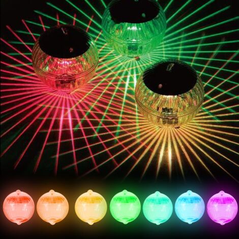 Lumière Piscine Flottante Solaire, 2 Pièce Lumiere Piscine Hors Sol Avec Telecommande 3 Rgb Mode 9 Couleur Minuterie Ipx67 Etanche Lampe Flottante Pour Piscines Baignoire Spa Et 88958769