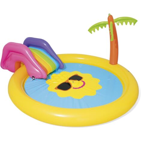 Aire de Jeux pataugeoire Sunny Island 237 x 201 x 104 cm avec Toboggan et arroseur (1/5)
