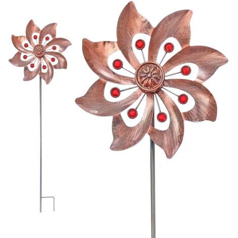 Moulin à vent cinétique 3D en métal pour terrasse, pelouse et décoration de jardin (laiton) (1/5)