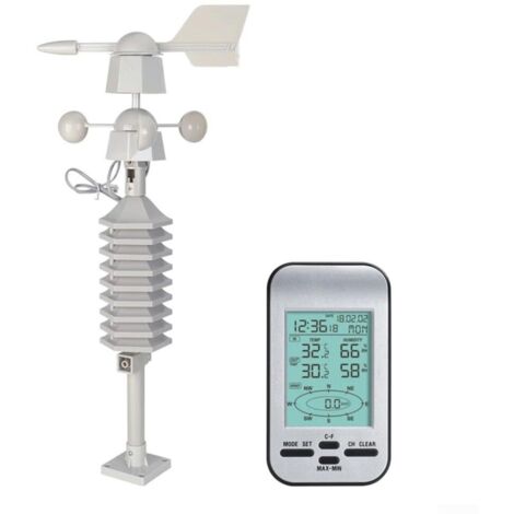Station météo numérique sans fil 433 MHz sans fil/anémomètre, compteur météo compact sans fil fiable avec anémomètre (1/5)