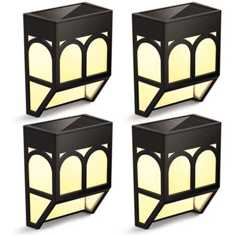 LED Luminaire Lampe Solaire Extérieur Jardin - Solaire Étanche Lumières Décoratives pour Terrasse, Clôture, Patio, Escalier, Paysage, Cour et Allée - 1LED Warm Light4pcs