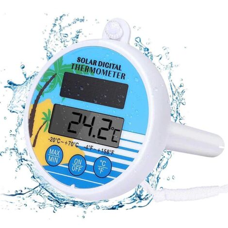 Thermomètre solaire de piscine, affichage LCD mesure de la température, jauge de température de piscine numérique, thermomètre solaire flottant pour Hot Tub étang bain eau Spa Aquariums. (1/5)