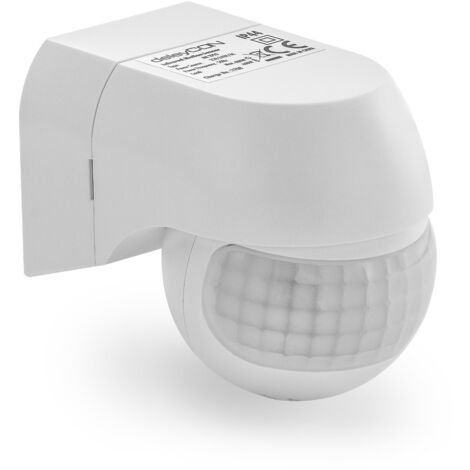 1x Infrarouge Détecteur de Mouvement - pour l'intérieur et l'extérieur Portée jusqu'à 12m à 180° Rotatif Inclinable IP44 Protection Contre Les Projections d'eau Blanc