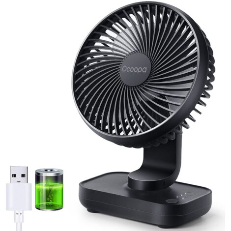Ventilateur Rechargeable USB, 4000mAh Batterie Petit Ventilateur Bureau de Table Puissant, 4 Vitesses, Mini Ventilateur Portable Détachable - Pour Maison, Chambre, Bureau, Extérieur