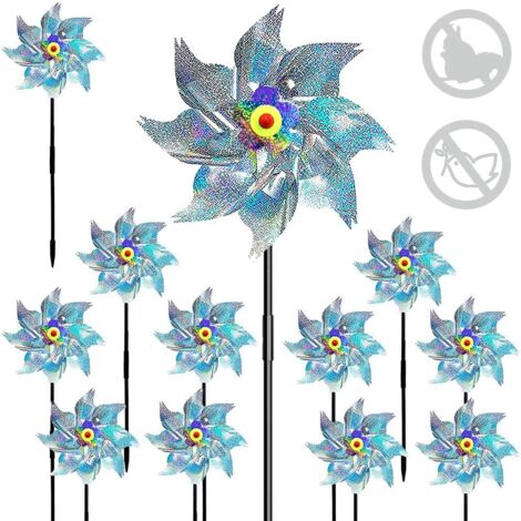 10 Pièces Moulin à Vent Réfléchissant,Autocollant Réfléchissant Anti-Oiseaux,Moulin a Vent Jardin Exterieur Anti Oiseaux,Moulin a Vent Anti Oiseaux,Répulsif Oiseaux Réfléchissant