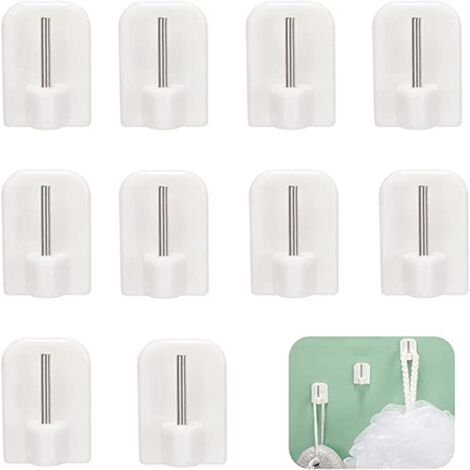 Crochets Autocollants, 10 Pcs Crochets Auto-Adhésifs en Plastique, Accroche Rideau, Crochet Rideau Sans Percage, pour Barres de Rideaux (1/4)
