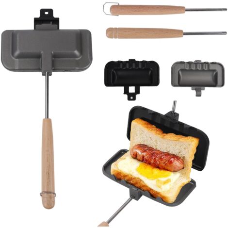Gaufrier 3 en 1 double face – Machine à sandwichs, presse à paninis – Revêtement antiadhésif – 4 poignées amovibles – Pour crêpes et omelettes
