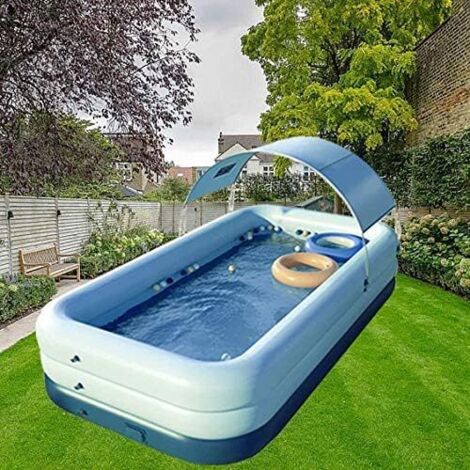 Piscine gonflable avec auvent 2,6m – PVC haute résistance – Protection solaire UPF50+ – Gonflage rapide en 3 minutes – Pour enfants et adultes