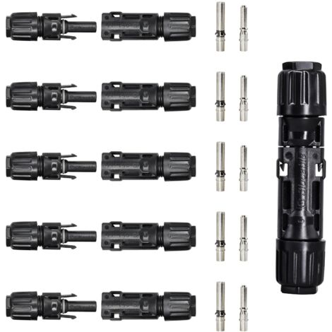 Lot de 10 paires de connecteurs solaires (6 mm²), IP68, étanches 1500 V, connecteurs photovoltaïques, pour panneau solaire PV de 6 mm² (1/5)