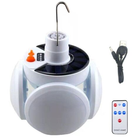 Lanterne de camping solaire rechargeable LED 3000 mAh étanche 5 modes lampe de tente pliable avec télécommande pour camping extérieur terrasse (1/5)