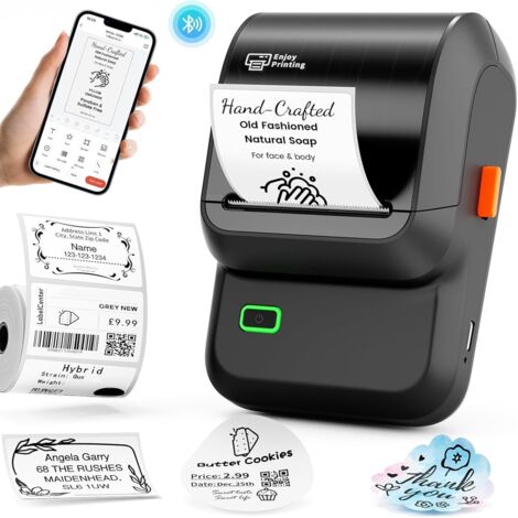 Étiqueteuse, imprimante d'étiquettes de codes-barres pour petites entreprises, étiqueteuse Bluetooth avec ruban adhésif compatible avec téléphone et PC, étiqueteuses portables sans encre pour adresse, (1/5)