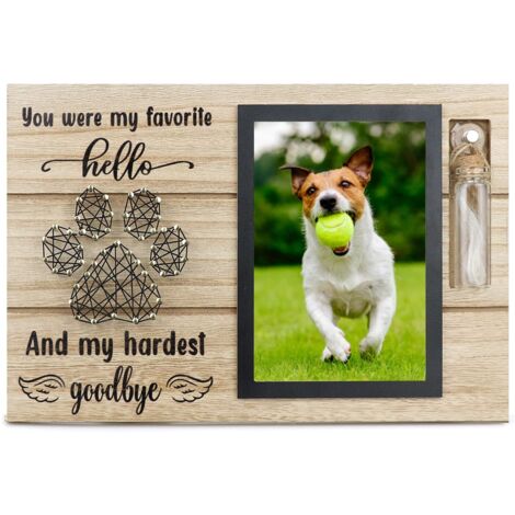Cadre Photo commémoratif pour Animaux de Compagnie avec Petite Bouteille en Verre pour Cadeau de Perte de Cendres ou de Poils de Chien et de Chat (Black) (1/5)