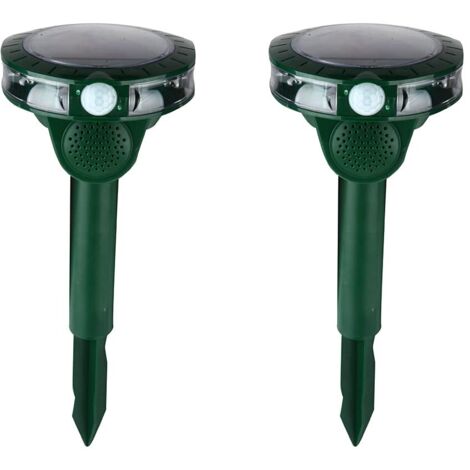 2X Répulsif Chat Exterieur, Répulsif Chat Ultrason Solaire, Ultrason Anti Chats, Charge de Solaire USB, Répulsif Animaux pour Chats, Pigeon, Lapin, Oiseaux, Renard, etc 2 Modes (1/5)