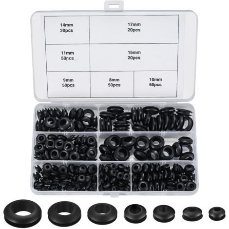 260 Pièces Passe Fils Caoutchouc Assortiment, Oeillets en Caoutchouc, Passe Cables Caoutchouc, 7 Tailles Joints Toriques Rondelles œillets pour Fils, Prise et Câble