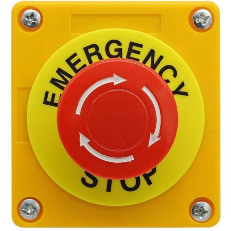 Station de bouton poussoir, 660V 10A 2 Position 1NO 1NC Arrêt d'urgence momentané Bouton-poussoir Commutateur 40mm Capuchon Champignon Rouge 1PCS (1/5)
