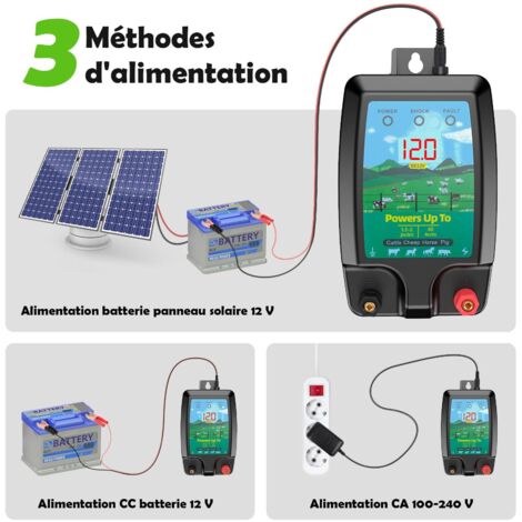 10KM Clôture électrique, 12V Electrificateur Cloture Electrique pour Bétail Animaux Élevage Ferme Électrique Contrôleur, Protection Parfaite pour Les Pâturages