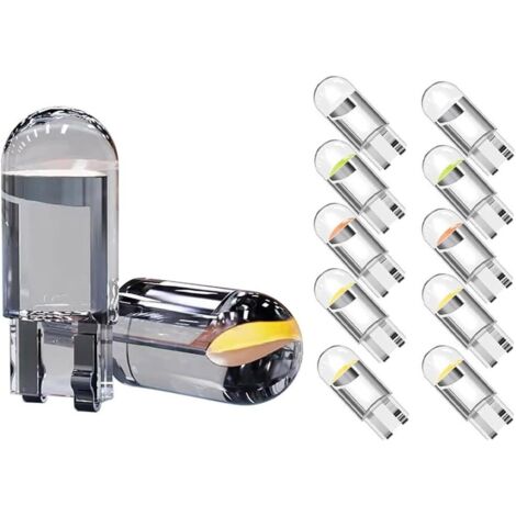 Ampoules LED T10 W5W 12V – 50LM – Étanchéité IP68 – Angle de faisceau 360° – Pack de 10 pour éclairage intérieur de voiture (1/5)
