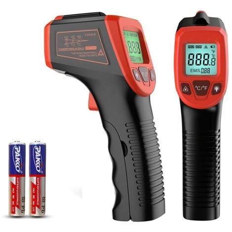 Thermomètre infrarouge sans contact - Pistolet de température laser numérique - Écran couleur de -50 °C à 600 °C avec écran LCD - Pour cuisiner/griller/congélateur/four à pizza (mise à niveau rouge) (1/5)