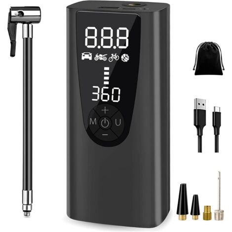 Compresseur d'air portable 150psi – Batterie rechargeable 8000mAh – Pompe à air électrique sans fil avec lumière LED – Gonflage rapide voiture vélo moto (1/5)