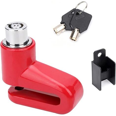 Antivol Disque, Antivol Moto Bloque Disque, Bloque Disque Moto, Verrouillage de Disque de Moto, Cadenas Disque Moto, Bloque Disque avec 2 Clés et Support de Serrure, pour Vélos,Motos,Scooters, Rouge (1/5)