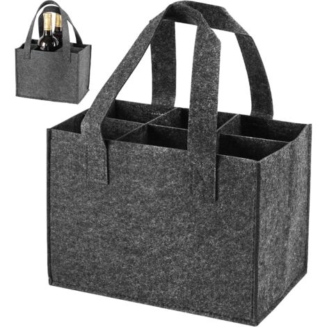 Sac à Vin En Feutre 6 Bouteilles - Transport Léger, Rembourré, Anti-bruit - Pique-nique, Camping, Cadeau