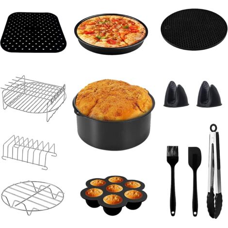 Accessoires Friteuse Sans Huile 5,5 L, Accessoires Friteuse à Air 5,5 L XXL Ustensiles Moule Air Fryer Accessoires pour Support en Acier Inoxydable, Grille Multi-Usages (1/5)