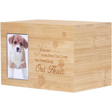 Boîte à cendres pour animal domestique, chat ou chien, urne commémorative pour cendres en bambou, cercueil de cendres, cadeau commémoratif avec cadre photo (avec cadre)