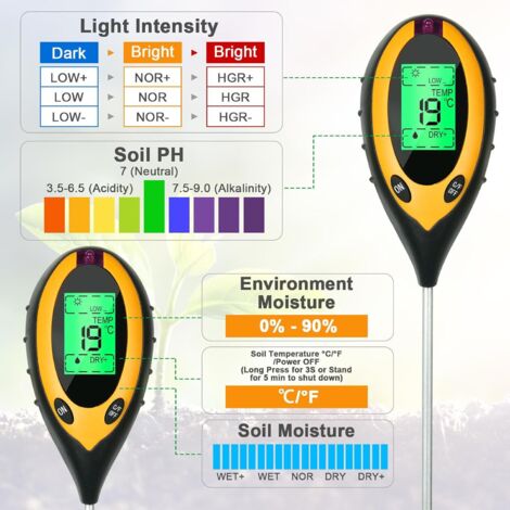 Test Ph VDROL 3 En 1 Testeur Humidité Du Sol Testeur De Ph Terre Testeur Humidite