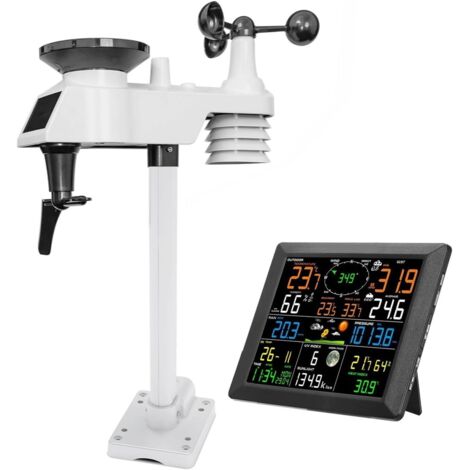 Thermohygromètre Station Météo Professionnelle WiFi Internet sans Fil avec Capteur Extérieur Pluviomètre Prévisions Météo Anémomètre Nicety Meter (1/5)
