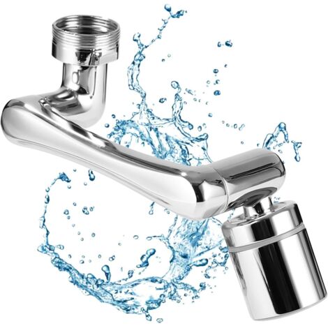 1440 Degrés Aérateur de Robinet,Adaptateur de Robinet,2 Modes de Sortie,Aérateur de robinet,Fixation de Robinet Aérateur,Pivotant Mousseur,pour Cuisine Salle de Bain - Argent (1/5)
