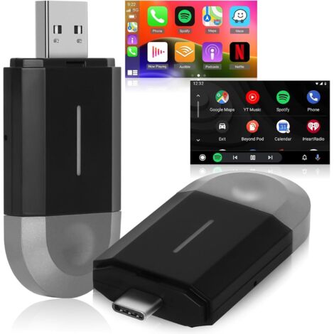Applicable Adaptateur Carplay et Android Auto sans Fil - 2 en 1 Auto Connect Box - Convertit CarPlay&Android Auto câblé en sans Fil avec Les Voitures - Contrôle Vocal Plug and Play USB Type C (1/5)