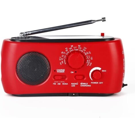 Radio Solaire, AM/FM/SW Radio Manivelle, Radio d'urgence, avec Batterie Rechargeable 800mAh, Lampe de Poche, Alarme SOS, Lampe de Poche LED et Générateur à Manivelle pour Camping, Les Urgences (1/3)