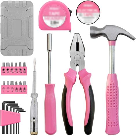 Kit d'Outils DIY 24pc Rose, Petite Boîte à Outils Idéale pour la Maison & le Bureau (1/5)
