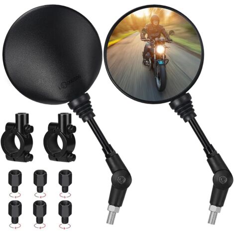 Lot de rétroviseurs universels pour moto, 2 pinces de guidon 22 mm M10 (7/8"), 2 filetages M10 à droite, 2 filetages M8 à droite, 1 filetage M10 à gauche, 1 filetage M8 à gauche, pour