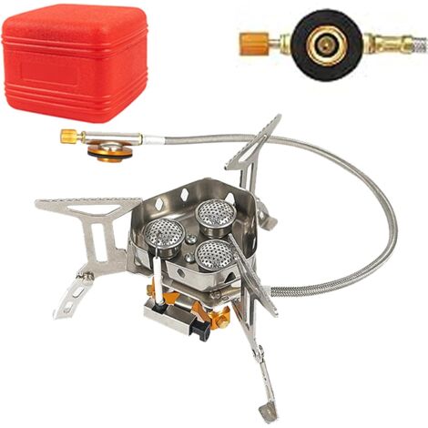Réchaud de Camping à Gaz, 5800 W Cuisinière Réglable Ultra Léger Portable Anti-Vent Propane Poêle, Gaz Pliable Brûleur pour Randonnée/Outdoor/Pique-Nique/BBQ/Randonnée/Trekking/Festivals (1/5)