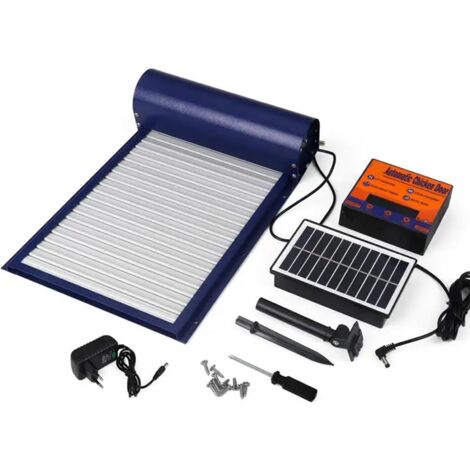 Porte De Poulailler Automatique, Volet Roulant Solaire, avec Capteur De Lumière, Télécommande, Fonction Anti-pincement, pour Poulailler, Étanche (1/5)