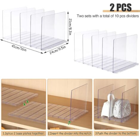 Frtzal Lot De 2 Séparateurs D'étagère Pour Placard, Organiseur De Sac à Main Réglable En