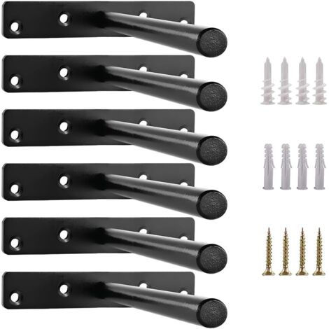 Lot de 6 supports d'étagère murale invisibles – Acier robuste pour étagères de 6,5 à 10 pouces – Charge max 100 lb – Fixation discrète (1/5)