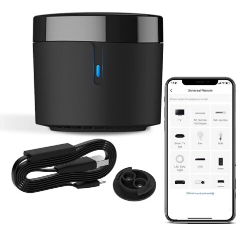 RM4 Mini capteur de température et d'humidité HTS2 WiFi IR Télécommande pour climatisation TV Set-top Box Fonctionne avec Alexa Noir