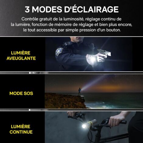 Lampe de poche multifonctionnelle étanche, rechargeable par USB, adaptée aux urgences de camping et de randonnée | Leroy Merlin