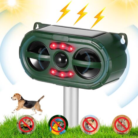 Répulsif solaire pour chat à ultrasons, répulsif pour chat pour jardin avec chargement USB, IP54, répulsif pour chat pour jardin, camping, verger, ferme, rizière, 5 modes (1/5)