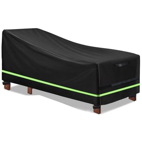 Housse de réflecteur de salon de terrasse améliorée, imperméable, pour l'extérieur, toutes saisons, pour chaise longue de piscine, tissu Oxford 420D, protection robuste, noir (1/4)