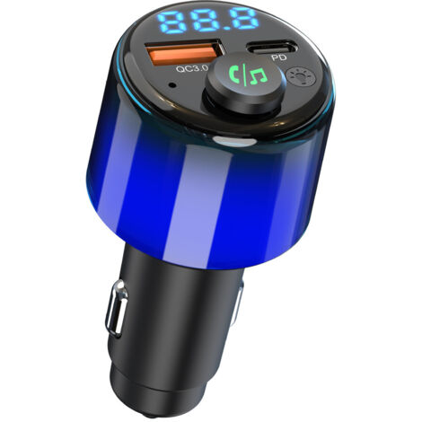 Transmetteur FM Bluetooth 5.3 Voiture, [PD 30W & QC3.0 18W] Allume Cigare USB Chargeur Rapide, [Lueur Intégrale] Adaptateur Bluetooth Voiture Émetteur Radio Kit Main Libre, Musique Hi-FI (1/5)