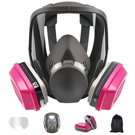 Masque de protection respiratoire complet réutilisable – Double filtration contre vapeurs et poussières – Ajustement confortable pour travaux intensifs