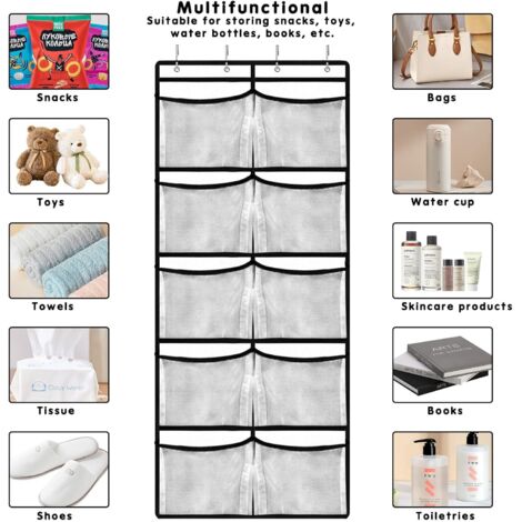 Sacs De Rangement Suspendus En Filet - Lot De 2 - Adhésif Velcro - Pour Porte, Mur - Organisateur Salle De Bain, Cuisine