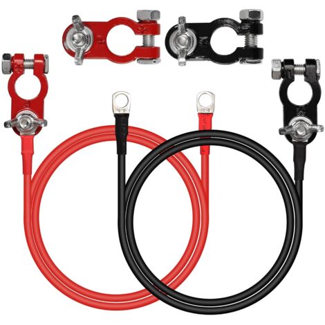 Câble de démarrage 8 AWG rouge et noir – Alliage d'aluminium – Pour voiture, marine, solaire, camping-car, moto – Connecteurs universels