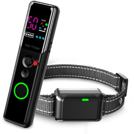Collier Anti Aboiement Chien avec Télécommande, Modes Son/Vibration/Choc/Vibration Renforcée, Étanche IP67, Portée de 2200FT, Rechargeable, Compatible avec Jusqu'à 3 Récepteurs (Noir)